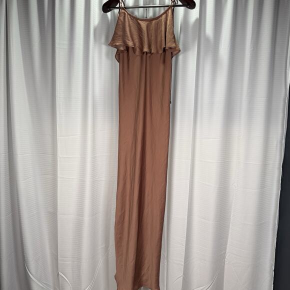Intimately Free People Women's Hadley Maxi Slip Dress Cocoa Brown Satin Size M - Picture 3 of 11
